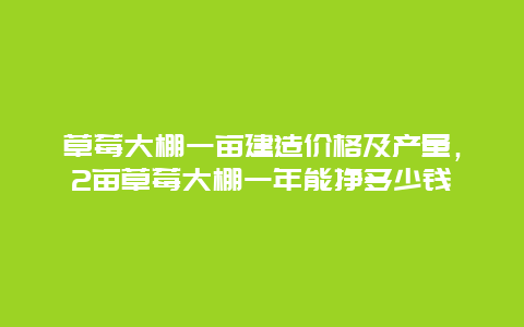 草莓大棚一亩建造价格及产量，2亩草莓大棚一年能挣多少钱