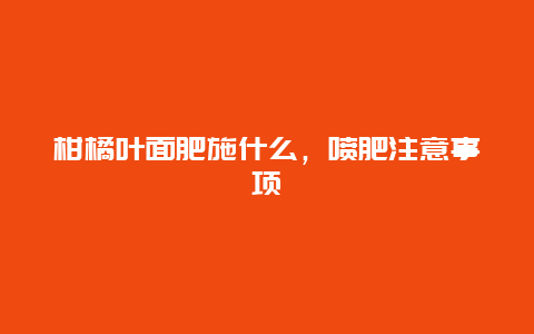 柑橘叶面肥施什么，喷肥注意事项