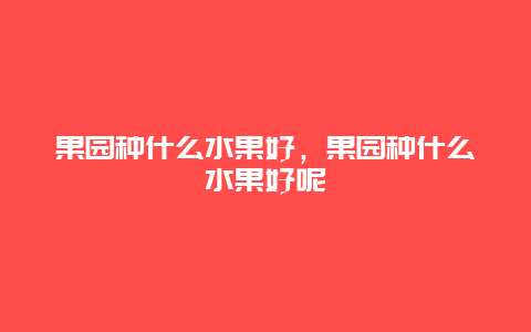 果园种什么水果好，果园种什么水果好呢