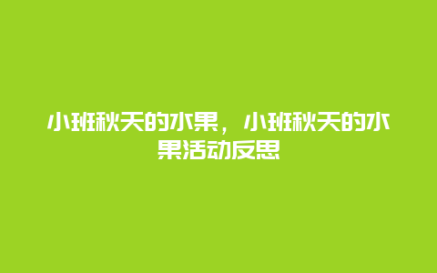 小班秋天的水果，小班秋天的水果活动反思