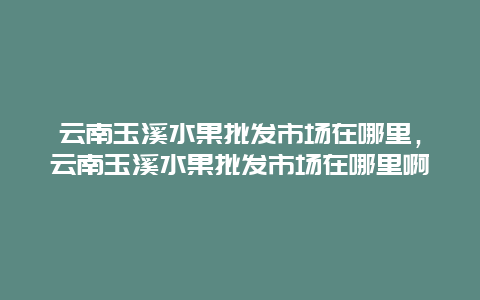 云南玉溪水果批发市场在哪里，云南玉溪水果批发市场在哪里啊