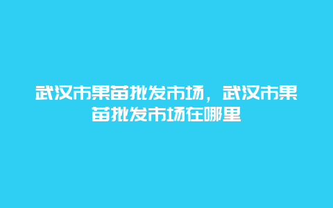 武汉市果苗批发市场，武汉市果苗批发市场在哪里