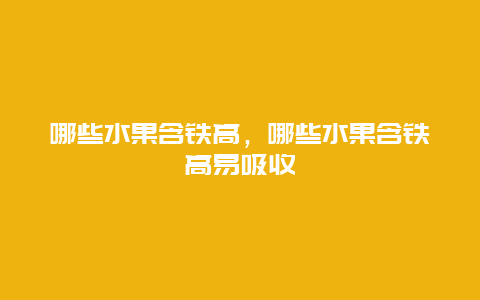 哪些水果含铁高，哪些水果含铁高易吸收