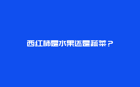 西红柿是水果还是蔬菜？