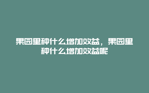 果园里种什么增加效益，果园里种什么增加效益呢