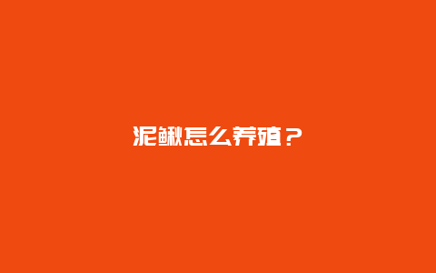 泥鳅怎么养殖？