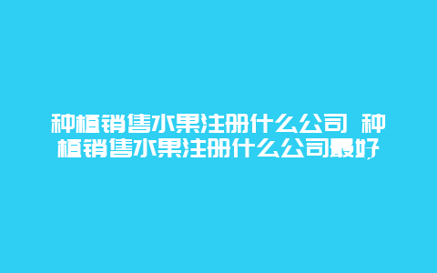 种植销售水果注册什么公司 种植销售水果注册什么公司最好