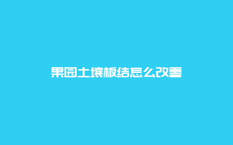 果园土壤板结怎么改善