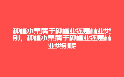 种植水果属于种植业还是林业类别，种植水果属于种植业还是林业类别呢