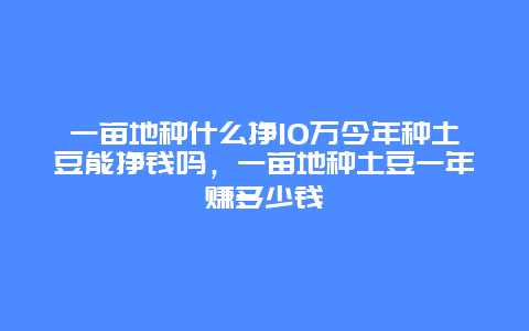 一亩地种什么挣10万今年种土豆能挣钱吗，一亩地种土豆一年赚多少钱