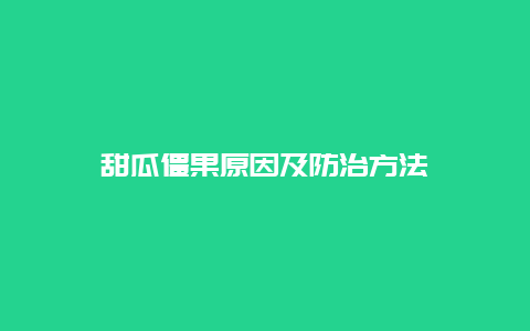 甜瓜僵果原因及防治方法