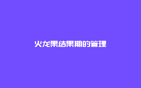 火龙果结果期的管理