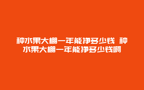 种水果大棚一年能挣多少钱 种水果大棚一年能挣多少钱啊