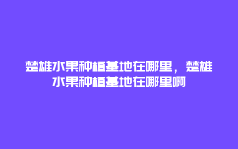 楚雄水果种植基地在哪里，楚雄水果种植基地在哪里啊