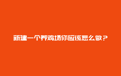 新建一个养鸡场你应该怎么做？