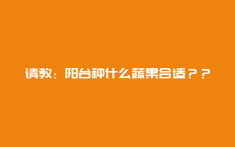 请教：阳台种什么蔬果合适？？