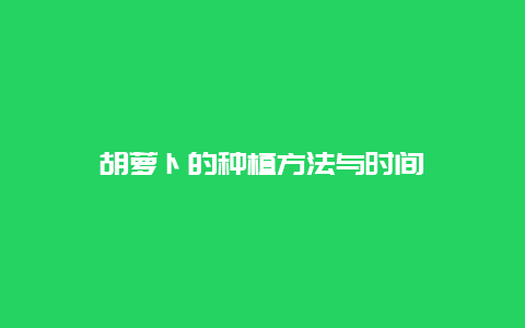 胡萝卜的种植方法与时间