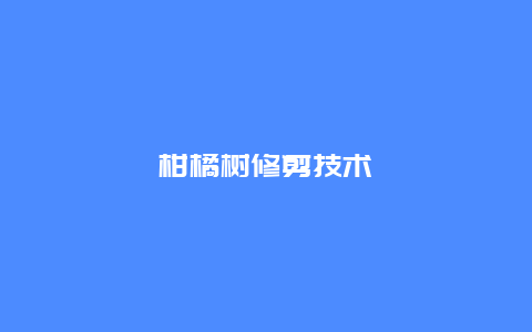 柑橘树修剪技术