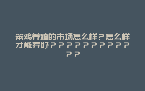 笨鸡养殖的市场怎么样？怎么样才能养好？？？？？？？？？？？？