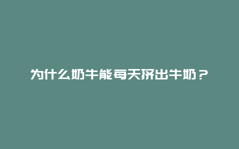 为什么奶牛能每天挤出牛奶？