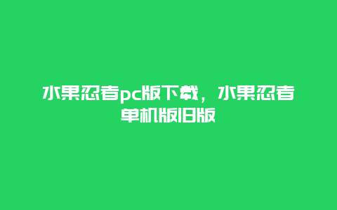 水果忍者pc版下载，水果忍者单机版旧版