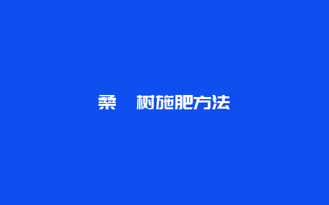 桑葚树施肥方法