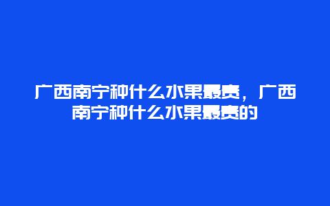 广西南宁种什么水果最贵，广西南宁种什么水果最贵的