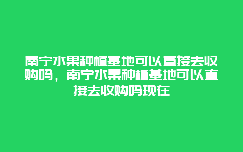 南宁水果种植基地可以直接去收购吗，南宁水果种植基地可以直接去收购吗现在