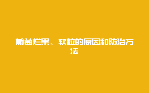 葡萄烂果、软粒的原因和防治方法