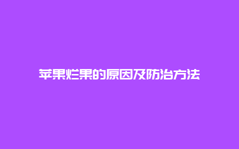 苹果烂果的原因及防治方法