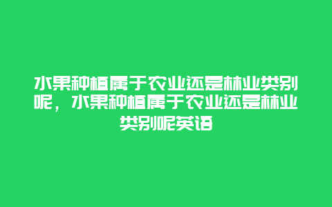 水果种植属于农业还是林业类别呢，水果种植属于农业还是林业类别呢英语