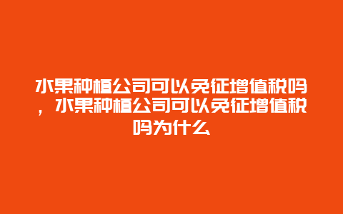 水果种植公司可以免征增值税吗，水果种植公司可以免征增值税吗为什么