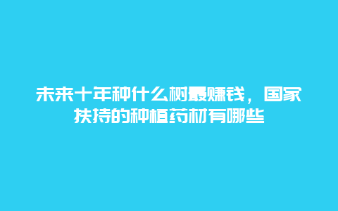 未来十年种什么树最赚钱，国家扶持的种植药材有哪些