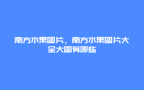 南方水果图片，南方水果图片大全大图有哪些