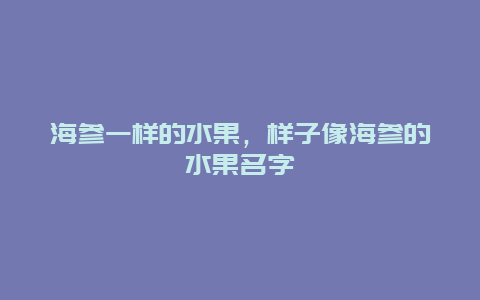 海参一样的水果，样子像海参的水果名字