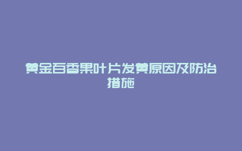 黄金百香果叶片发黄原因及防治措施