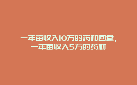 一年亩收入10万的药材回参，一年亩收入5万的药材