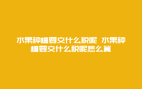 水果种植要交什么税呢 水果种植要交什么税呢怎么算