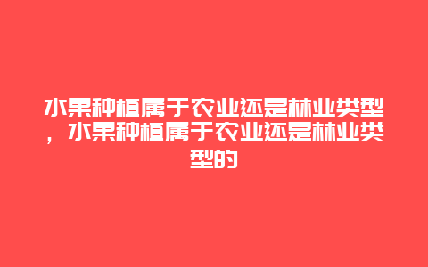 水果种植属于农业还是林业类型，水果种植属于农业还是林业类型的