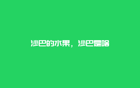 沙巴的水果，沙巴是啥