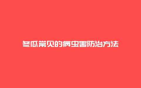 冬瓜常见的病虫害防治方法