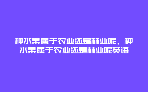 种水果属于农业还是林业呢，种水果属于农业还是林业呢英语