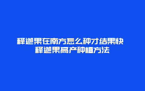 释迦果在南方怎么种才结果快 释迦果高产种植方法