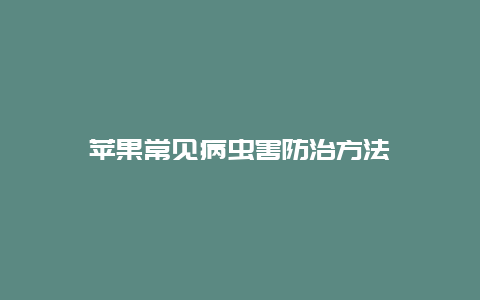 苹果常见病虫害防治方法