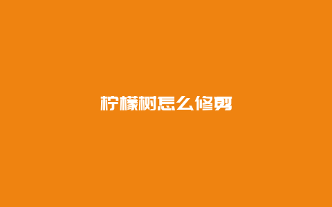 柠檬树怎么修剪