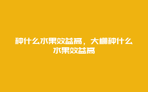 种什么水果效益高，大棚种什么水果效益高