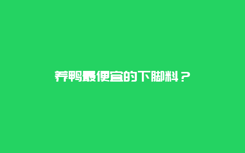 养鸭最便宜的下脚料？