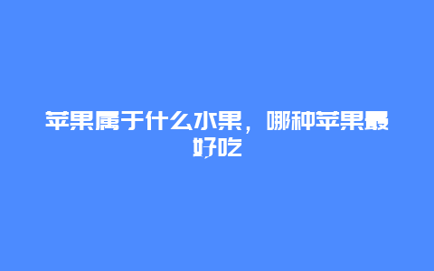 苹果属于什么水果，哪种苹果最好吃