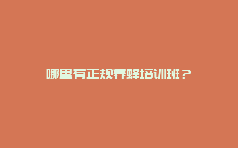 哪里有正规养蜂培训班？