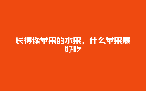 长得像苹果的水果，什么苹果最好吃